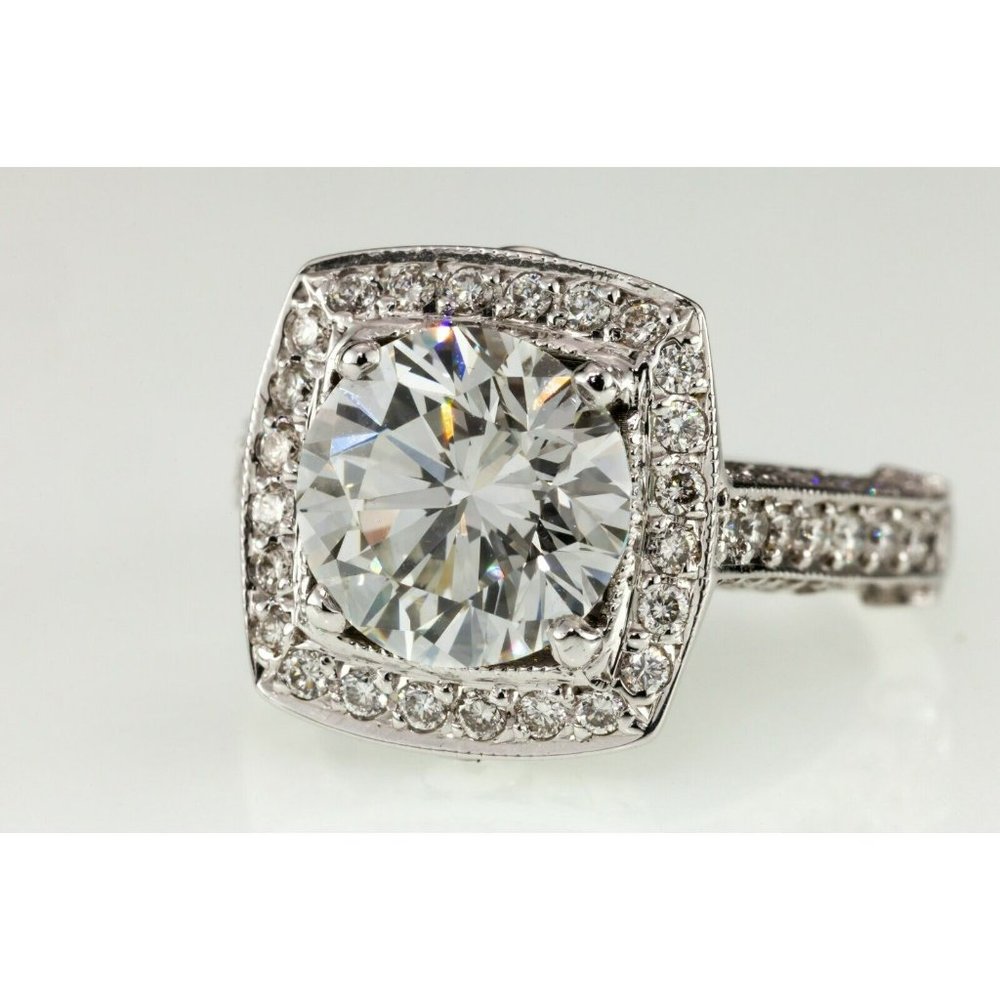 3.05 carat Round Brilliant Diamond 14k White Gold Engagement Ring GIA Certified - Picture 4 of 9